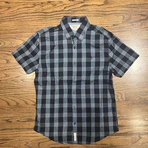Original Penguin Short Sleeve Button Up Shirt. Blue Plaid. Medium. Cotton.
